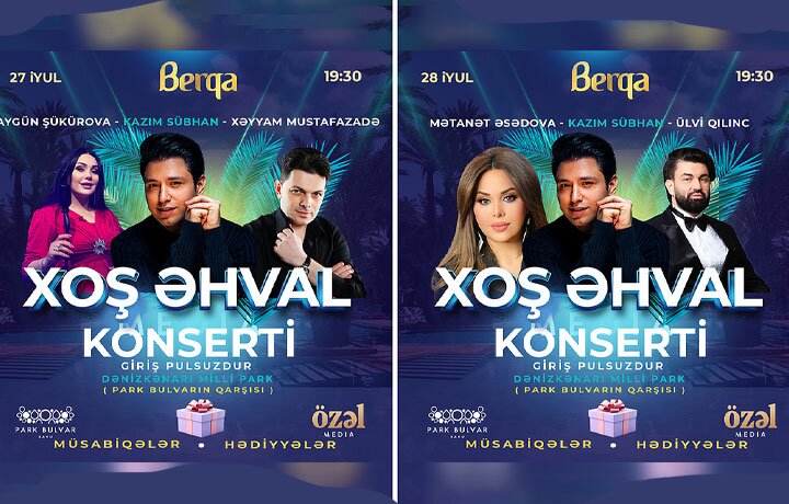 Park Bulvar qarşısında iyulun 27-i və 28-i Kazım Sübhanın aparıcılığı ilə keçirilən möhtəşəm konsertdə ölkənin sevimli ulduzları Aygün Şükürova ,Xəyyam Mustafazadə, Mətanət Əsədova və Ülvi Qılınc səhnə aldılar. 