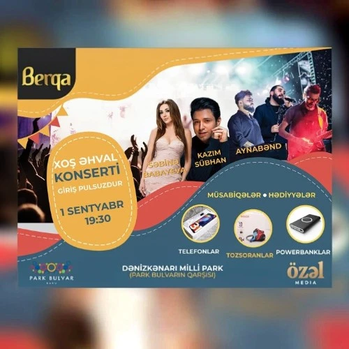 “Park Bulvar” qarşısında yay aylarında “Berqa” çaylarının sponsorluğu ilə təşkil olunan möhtəşəm silsilə konsertlərə yekun vurulacaqdır.